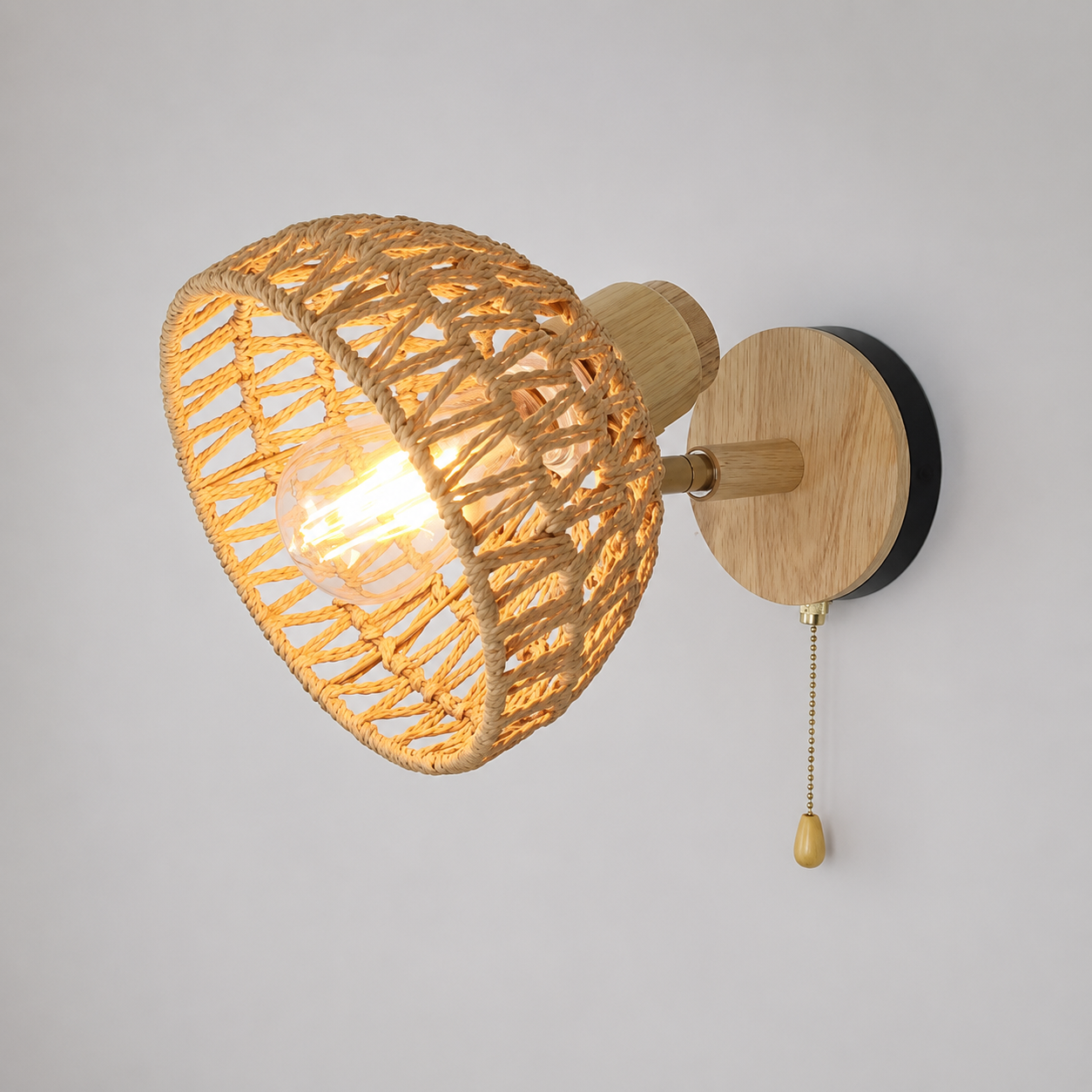 Woven Rattan Wall Sconce detail