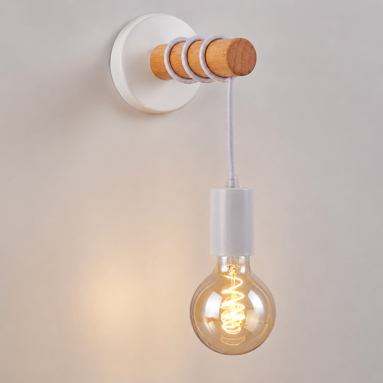 Wood Bead Pendant Wall Sconce detail