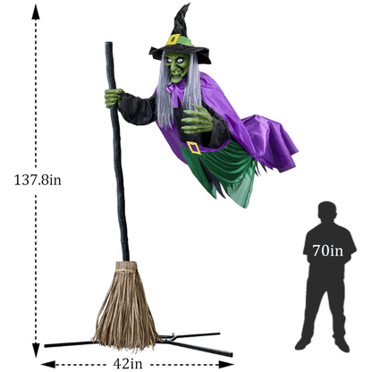 11.5ft Flying Witch on Broom Halloween Decor