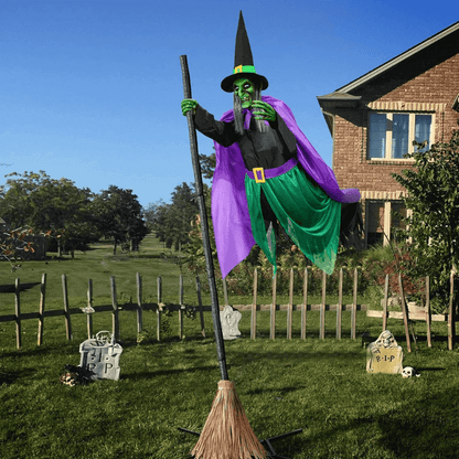 11.5ft Flying Witch on Broom Halloween Decor