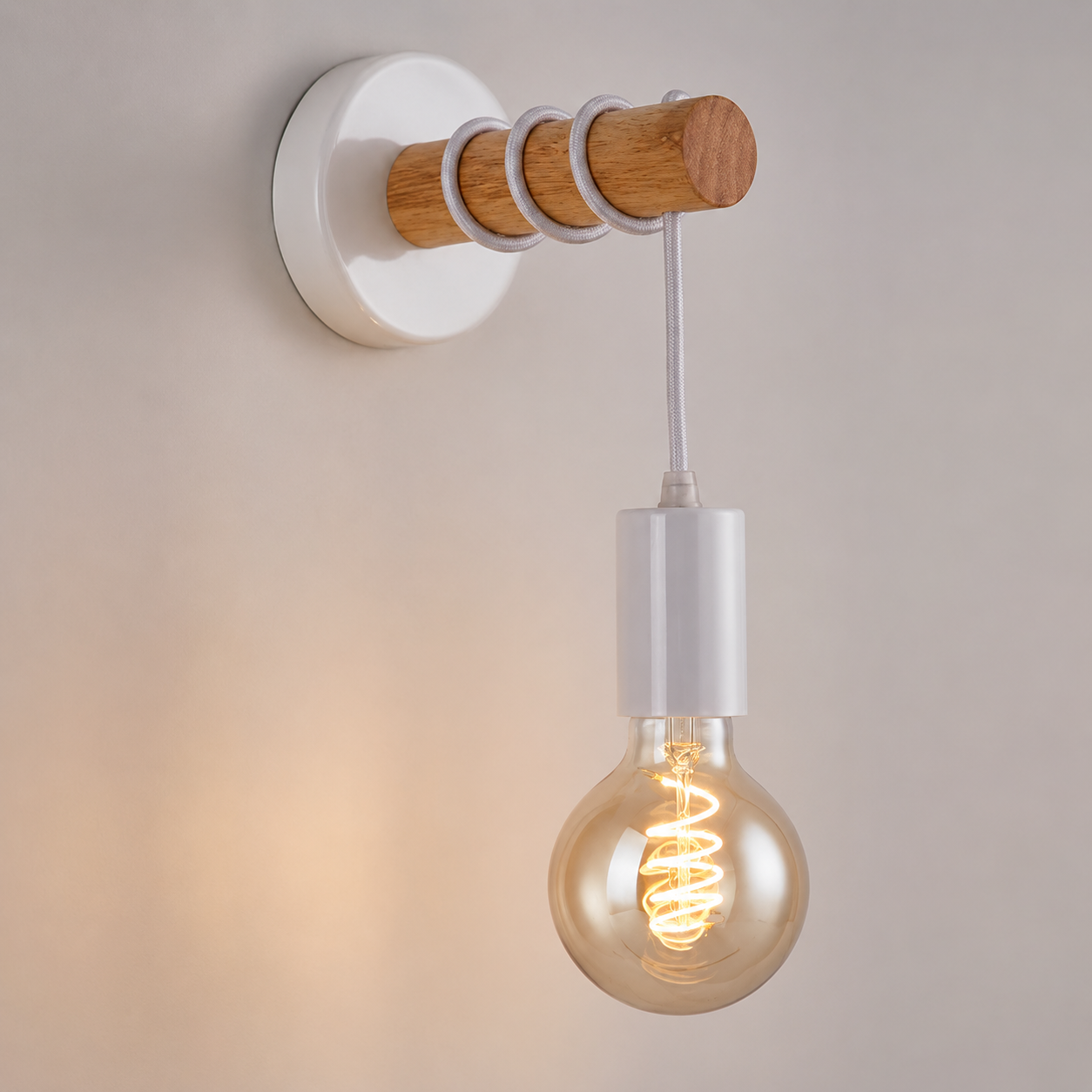 Wood Bead Pendant Wall Sconce