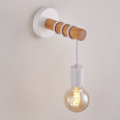 Wood Bead Pendant Wall Sconce side