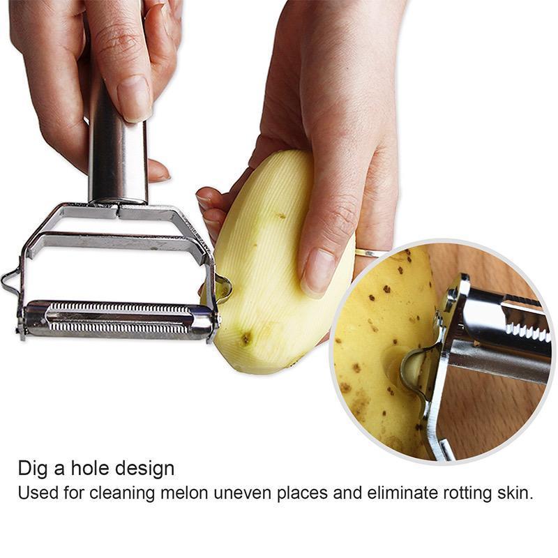 Stainless steel vegetable peeler with julienne blade