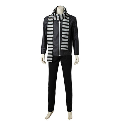 Adult Costume Gray Outfit Jacket Pants and Striped Scarf Adults Halloween Costume