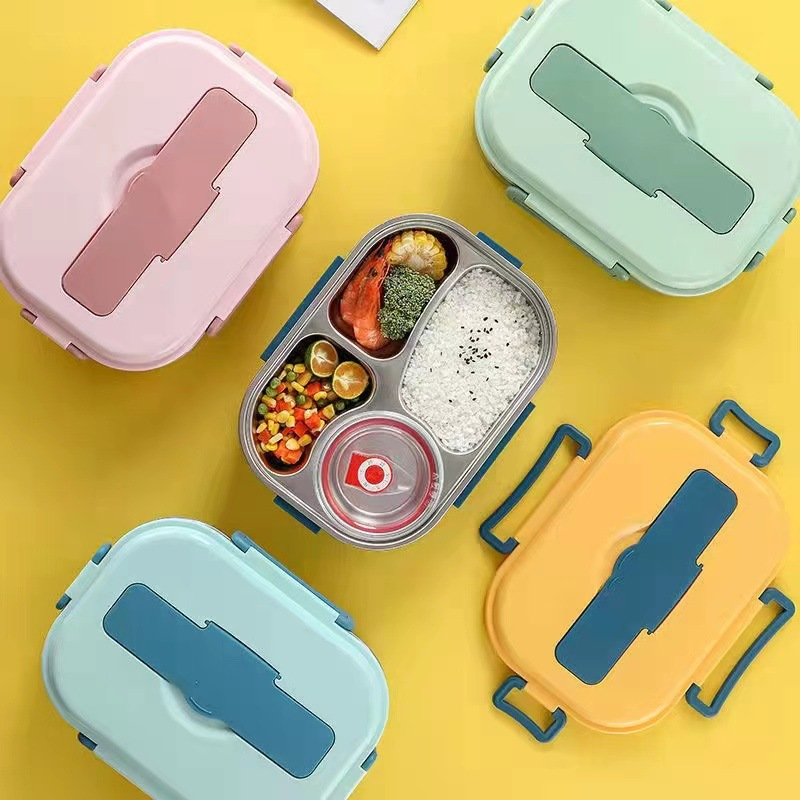 Lunch box stainless steel with 3 or 4 compartments