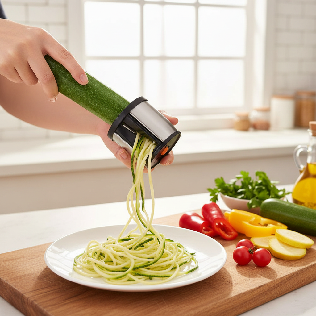 Vegetable spiral cutter stainless steel - even noodles every time