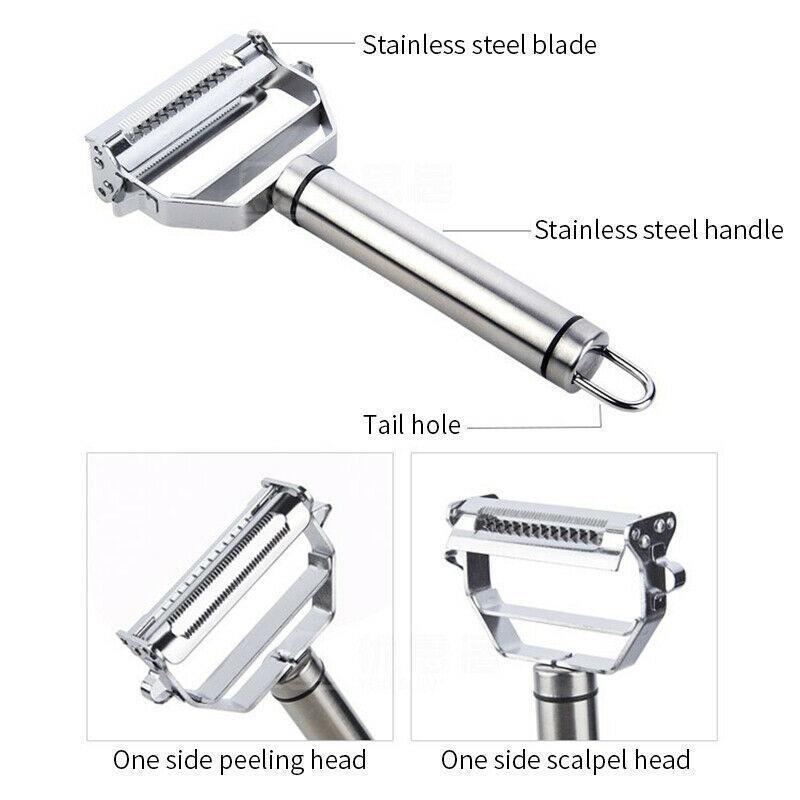 Stainless steel vegetable peeler with julienne blade
