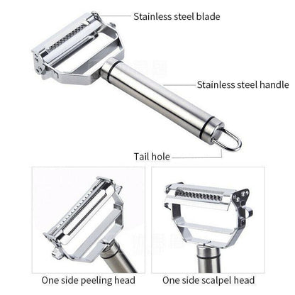 Stainless steel vegetable peeler with julienne blade