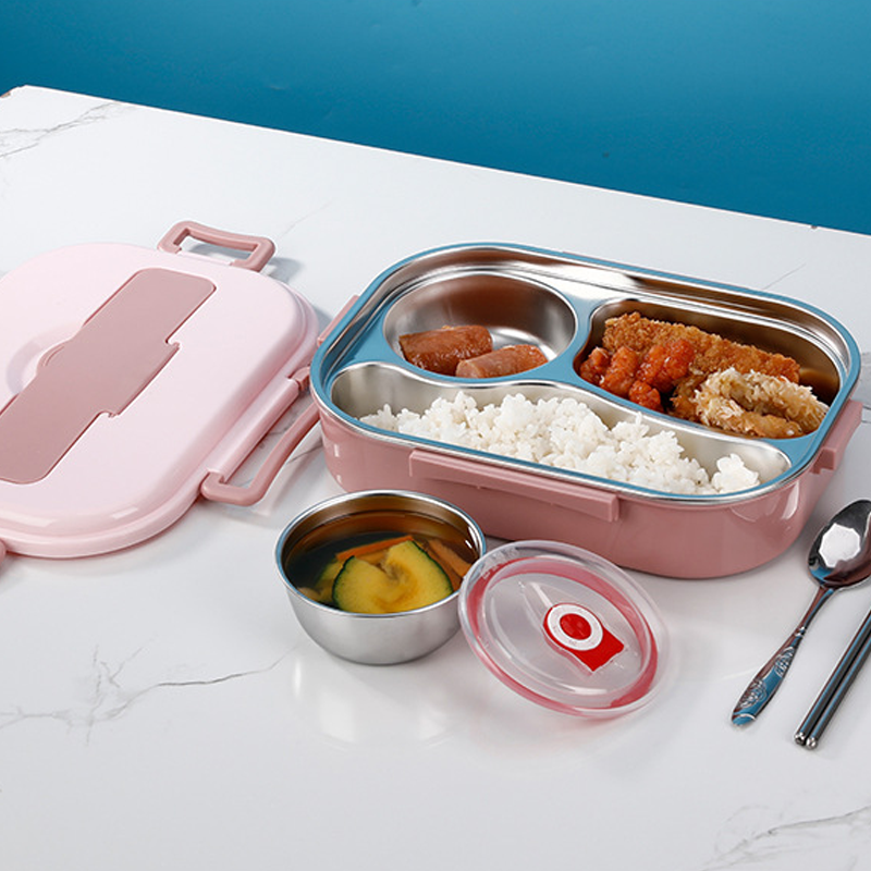 Lunch box stainless steel with 3 or 4 compartments