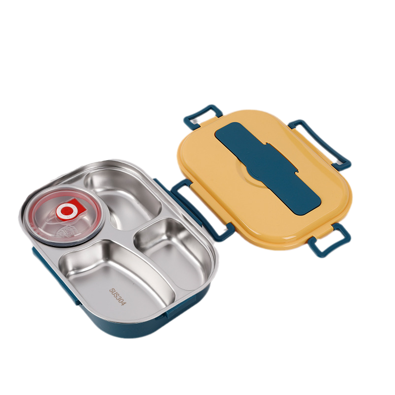 Lunch box stainless steel with 3 or 4 compartments