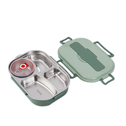 Lunch box stainless steel with 3 or 4 compartments