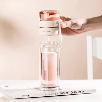 Double Wall Glass Water Bottle with Infuser - PureBrew