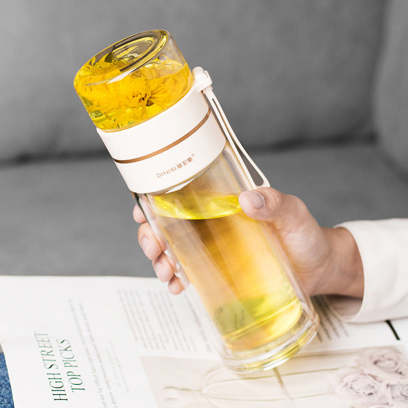 Double Wall Glass Water Bottle with Infuser - PureBrew