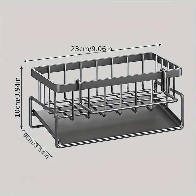 Sink organizer with drip tray and towel rail