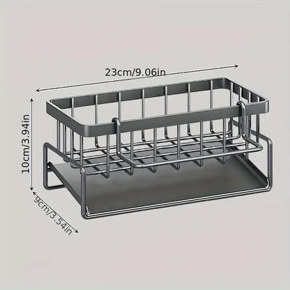Sink organizer with drip tray and towel rail
