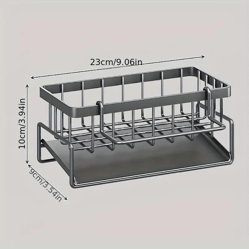 Sink organizer with drip tray and towel rail