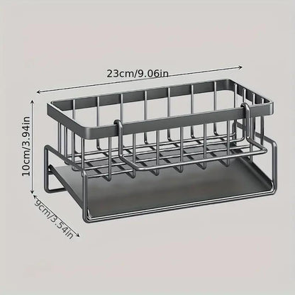 Sink organizer with drip tray and towel rail