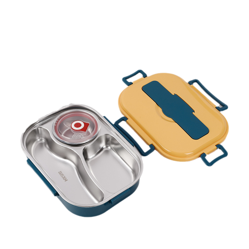 Lunch box stainless steel with 3 or 4 compartments