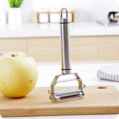 Stainless steel vegetable peeler with julienne blade