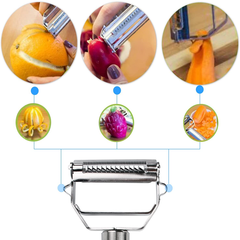 Stainless steel vegetable peeler with julienne blade