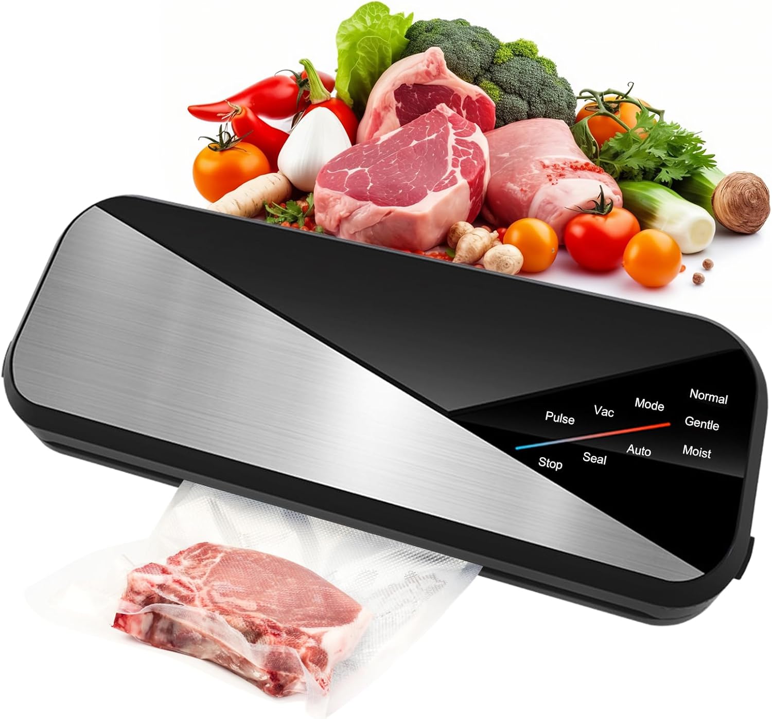 6-in-1 vacuum sealer with 80 kPa suction and 30 cm sealing strip - Fresvyn