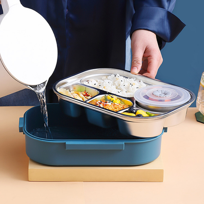 Lunch box stainless steel with 3 or 4 compartments