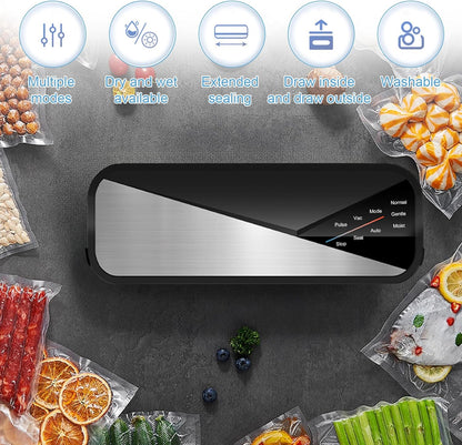 6-in-1 vacuum sealer with 80 kPa suction and 30 cm sealing strip - Fresvyn