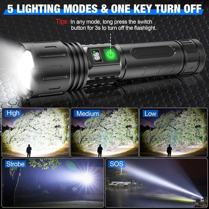 LumiCore X | LED Tactical Flashlight – 100,000 LM, IPX5 & 5000mAh Rechargeable