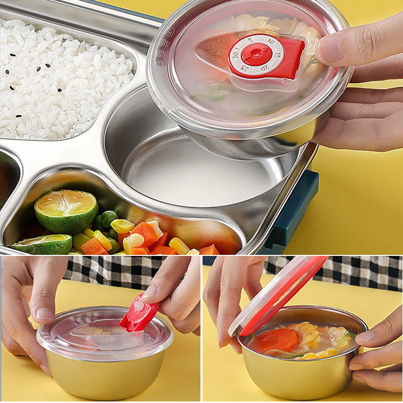 Lunch box stainless steel with 3 or 4 compartments