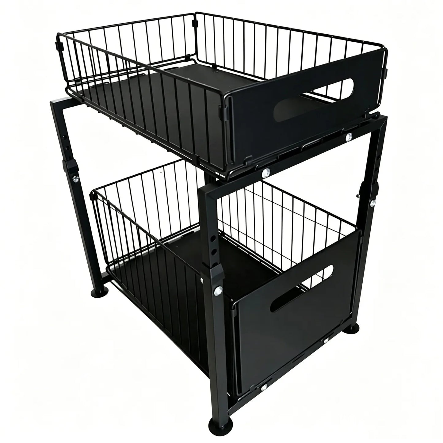 Extendable kitchen cabinet organizer 2 tiers