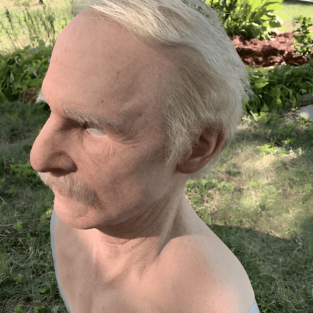 Realistisk Gammel Mann Maske – Halloween og Cosplay Lateks Maske med Bevegelig Mun | Luvikno
