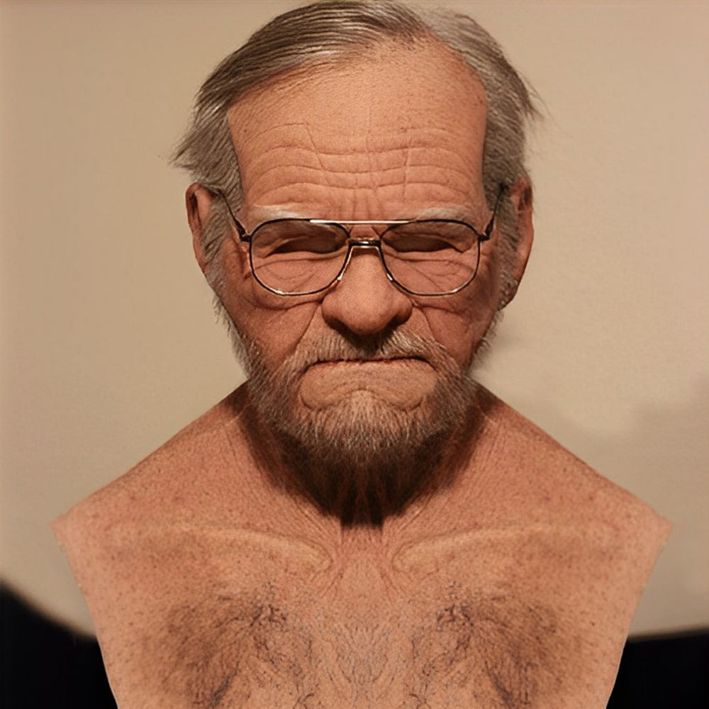 Realistisk Gammel Mann Maske – Halloween og Cosplay Lateks Maske med Bevegelig Mun | Luvikno
