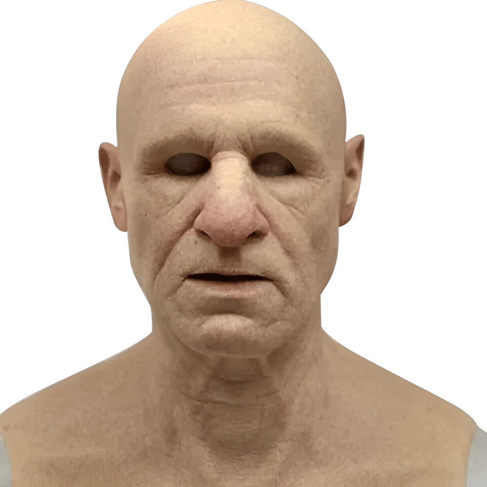Realistisk Gammel Mann Maske – Halloween og Cosplay Lateks Maske med Bevegelig Mun | Luvikno