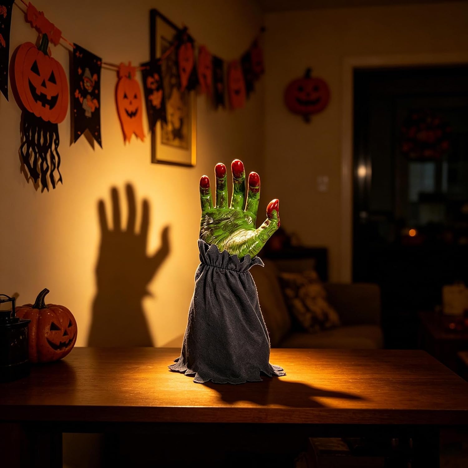 Halloween Electric Bouncing Walking Zombie Hand Animatronic Spooky Party Decor Prop Toy