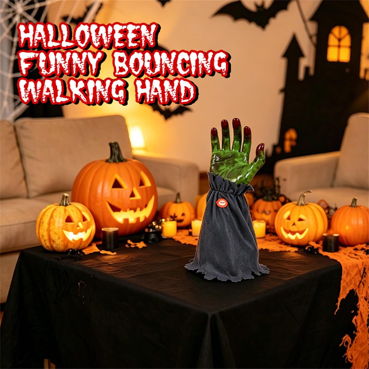 Halloween Electric Bouncing Walking Zombie Hand Animatronic Spooky Party Decor Prop Toy