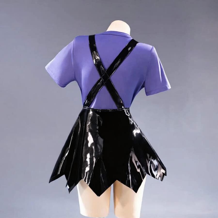 Adult Chapter 5 Lily Costume Purple Horror Game Doll PU Leather Dress T-shirt Matching Leg Sleeves and Wig Suit for Halloween Cosplay