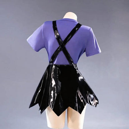 Adult Chapter 5 Lily Costume Purple Horror Game Doll PU Leather Dress T-shirt Matching Leg Sleeves and Wig Suit for Halloween Cosplay