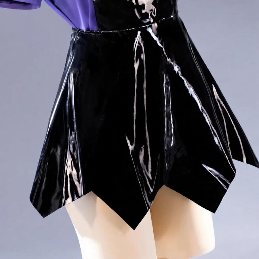 Adult Chapter 5 Lily Costume Purple Horror Game Doll PU Leather Dress T-shirt Matching Leg Sleeves and Wig Suit for Halloween Cosplay