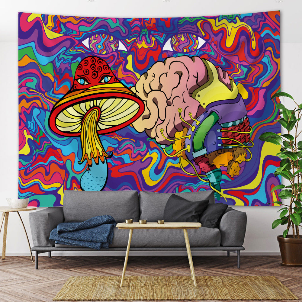 Large Woven Wall Tapestry Featuring Viking Skull Helmet And Crossed Axes Graphic