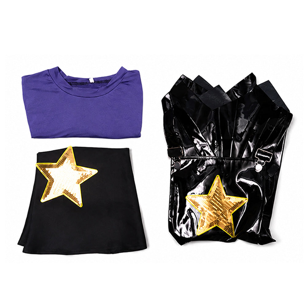 Adult Chapter 5 Lily Costume Purple Horror Game Doll PU Leather Dress T-shirt Matching Leg Sleeves and Wig Suit for Halloween Cosplay