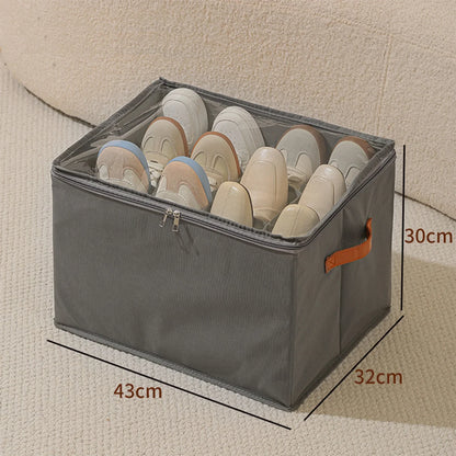 Shoe Organizer with Leather Handle - Foldable Storage for Shoes