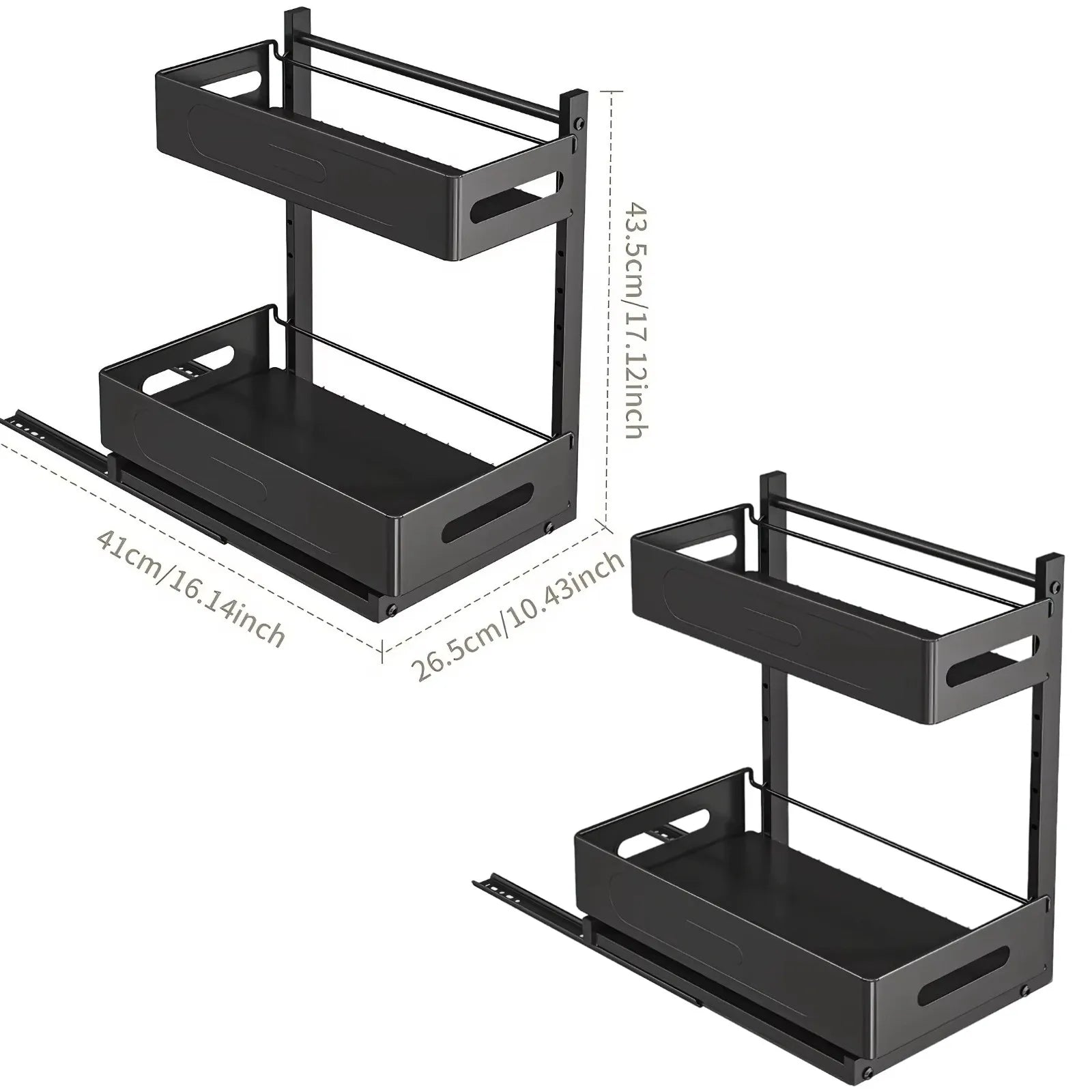 Extendable kitchen cabinet organizer 2 tiers