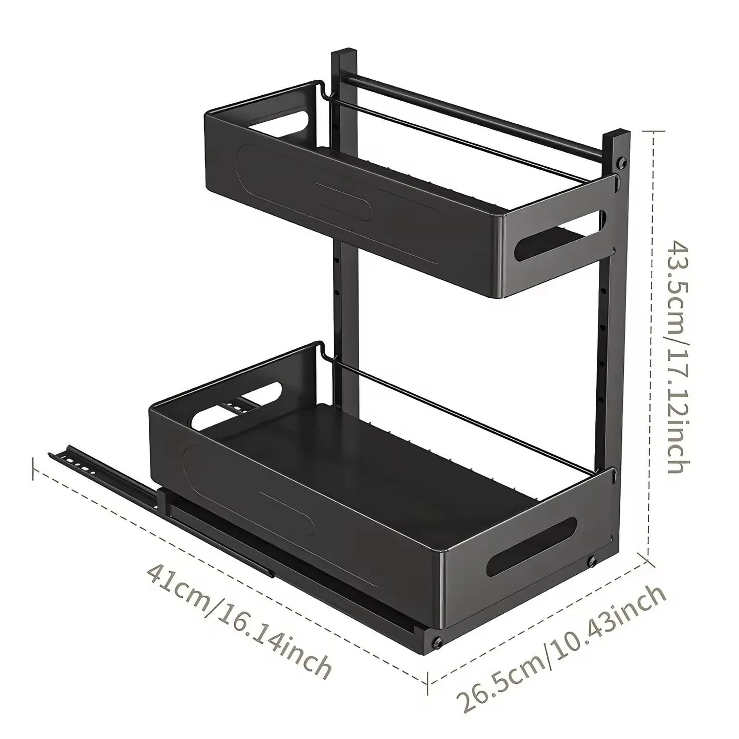 Extendable kitchen cabinet organizer 2 tiers