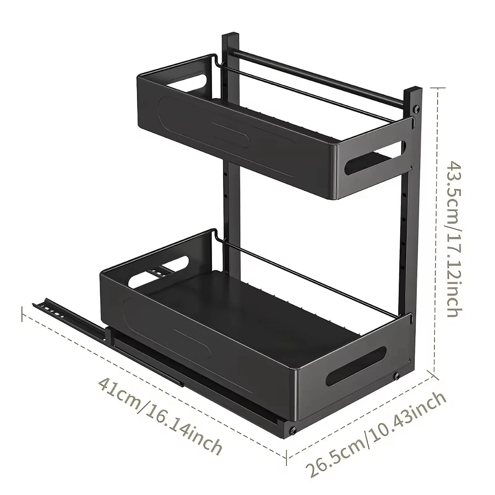 Extendable kitchen cabinet organizer 2 tiers