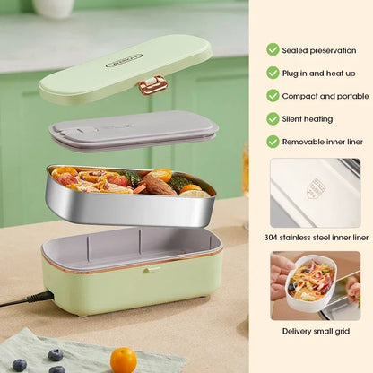 900ml Portable Electric Lunch Box Food Warmer with Steam Function - HeatMate