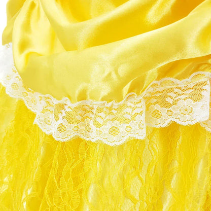 Girls Princess Gown Costume with Tiara and Gloves – Complete Belle-Inspired Dress-Up Set for Birthday Parties, Halloween, Cosplay & Special | Thomler