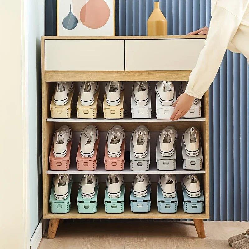 Shoe organizer adjustable 3 levels - space saving for hallways