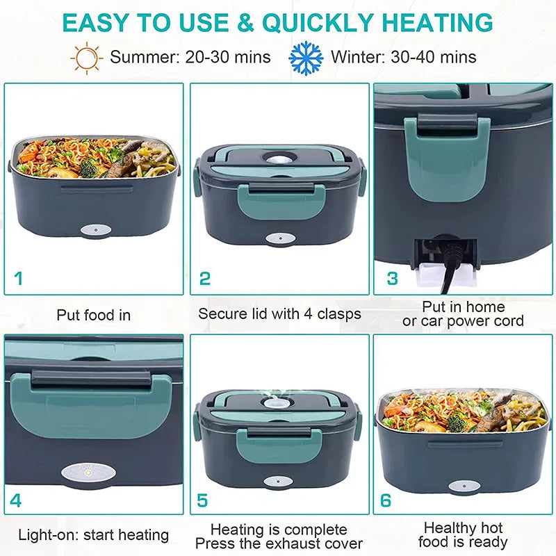 1.5L Electric Lunch Box Food Warmer 60W Portable Leakproof Heater - HeatBox