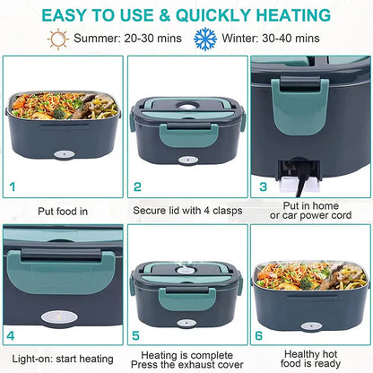 1.5L Electric Lunch Box Food Warmer 60W Portable Leakproof Heater - HeatBox
