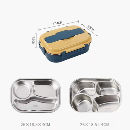 Lunch box stainless steel with 3 or 4 compartments